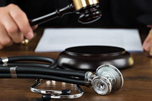 Picture of a stethoscope on a judge's desk