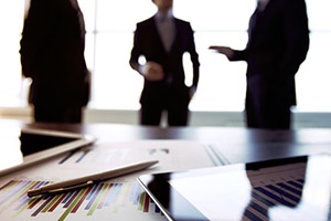 Picture of a group of lawyers at a commercial building